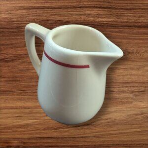 Vintage Mayer China Small White Ceramic Creamer Red Stripe Restaurant Ware USA